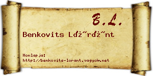 Benkovits Lóránt névjegykártya