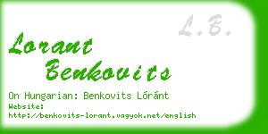 lorant benkovits business card